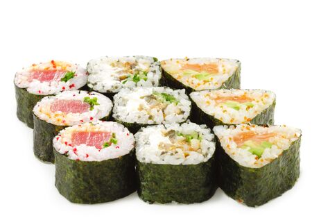 Japanese Cuisine - Sushi Roll with Salmon, Tuna and Congerの写真素材