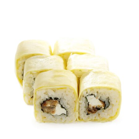Japanese Cuisine - Sushi Roll Wrapped in Thin Omeletteの写真素材