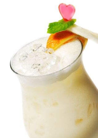 Pina Colada - Cocktail with Cream, Pineapple Juice and Rum. Isolated on White Backgroundの写真素材