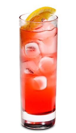 Red Cocktail with Grenadine Syrup, Soda and Campari. Isolated on White Backgroundの写真素材