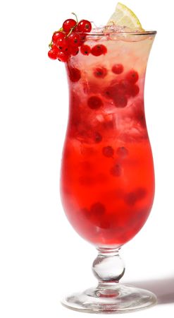 Cocktail with Currants and Lemon. Isolated on White Backgroundの写真素材