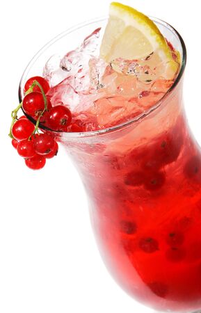 Cocktail with Currants and Lemon. Isolated on White Backgroundの写真素材