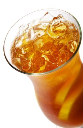 Long Island Iced Tea with Lemon. Isolated on White Backgroundの写真素材