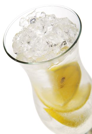 French Lemonade - Alcoholic Cocktail with Soda and Lemon. Isolated on White Backgroundの写真素材