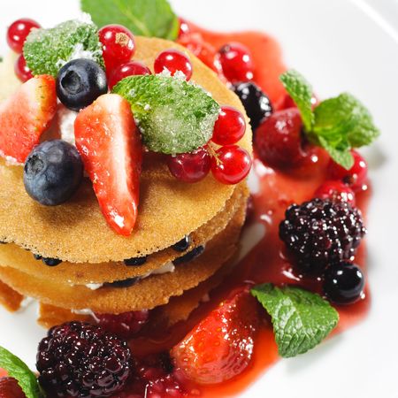 Dessert with Berries and Fresh Mintの写真素材