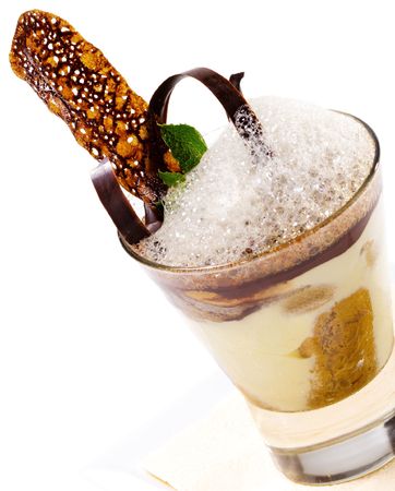 Dessert - Tiramisu in a Glass with Mint and Chocolateの写真素材