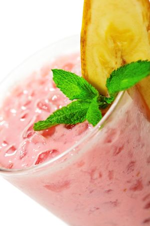 Banana and Strawberries Smoothieの写真素材