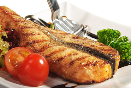 Fish Dishes - Salmon Steak with Vegetable