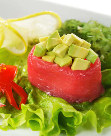 Avocado with Tuna Gunkan Maki Sushi の写真素材