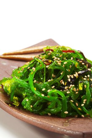 Japanese Cuisine - Chuka Seaweed Salad. Served with Nuts Sauce and Sesameの写真素材