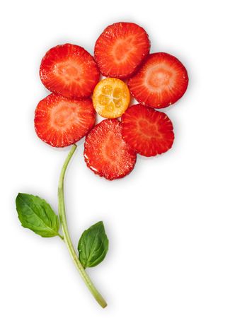 Flower - Strawberry and Kumquat with Green Leafの写真素材