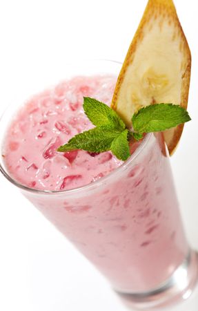 Banana and Strawberries Smoothieの写真素材