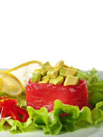 Avocado Maguro Gunkan Sushi - Avocado inside, fresh Tuna outsideの写真素材