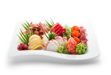 Japanese Cuisine - Seafoods Plate (salmon, tuna, scallop, eel)の写真素材