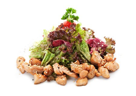 Salad with Chicken Fillet and Salad Leafの写真素材