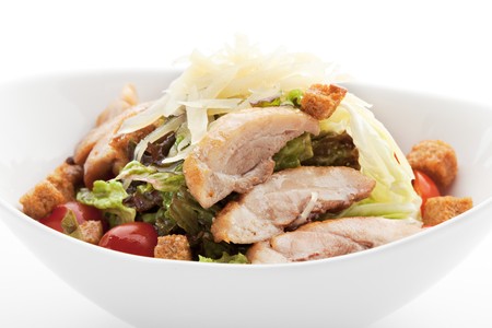 Caesar Salad with Chicken Fillet and Parmesan Cheeseの写真素材