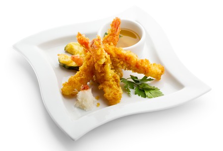 Japanese Cuisine - Tempura Shrimps (Deep Fried Shrimps) with Vegetablesの写真素材