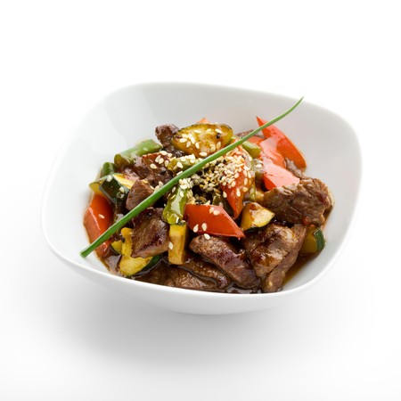 Veal with Vegetables and Piquant Sauceの写真素材