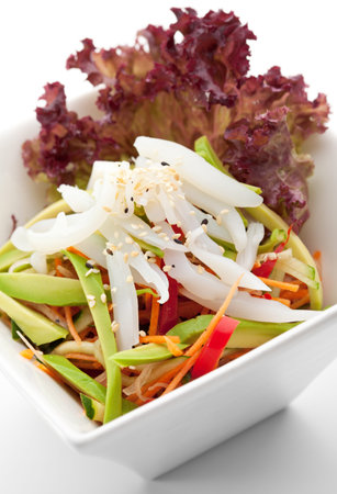 Japanese Salad - Calamary with Fresh Fruit and Vegetablesの写真素材