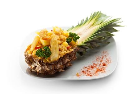 Seafoods with Rice and Pineappleの写真素材