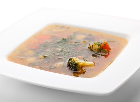 Vegetables Soup with Tomato, Carrots, Zucchini, Beans and Onionsの写真素材