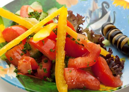 Kids Salad with Tomato and Bell Pepperの写真素材