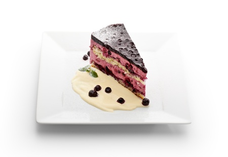 Slice of Berries Cake with Deliciuous Sauceの写真素材