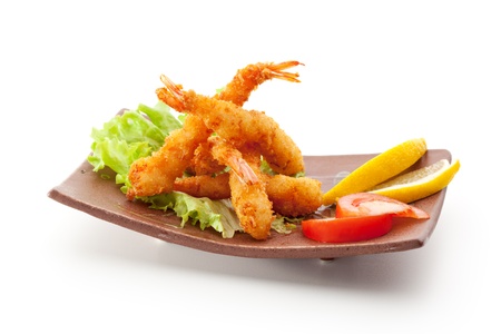 Japanese Cuisine - Ebi Tempura (Deep Fried Shrimps) with Vegetablesの写真素材