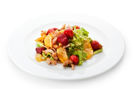 Summer Salad - Chicken Fillet, Orange, Ginger, Strawberries and Freshness Salad Leafの写真素材
