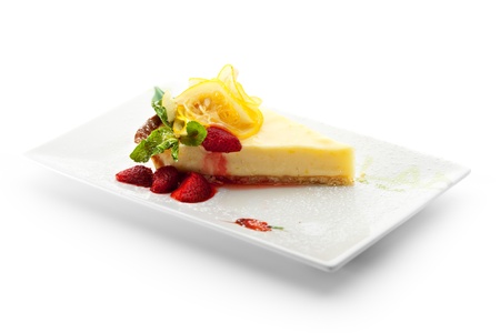 Dessert - Lemon Pie with Berries and Mintの写真素材