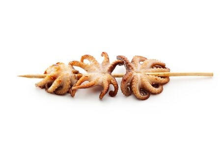 Grilled Octopus isolated over Whiteの写真素材