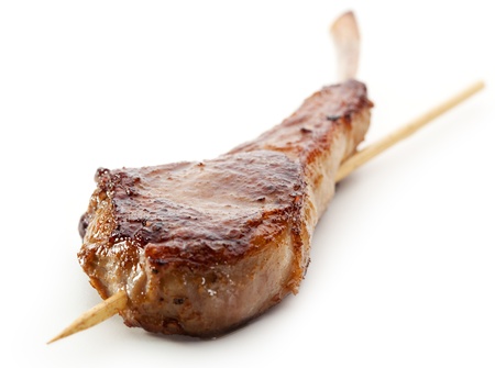 Grilled Meat isolated over Whiteの写真素材