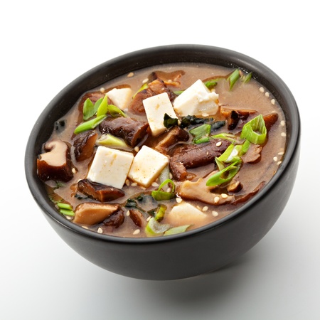 Japanese Cuisine - Miso Soup with Seaweed, Mushrooms and Tofu Cheeseの写真素材