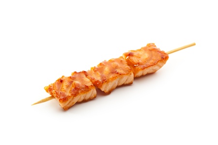 Grilled Salmon isolated over Whiteの写真素材