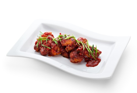 Hot Meat Dishes - Chicken Wings with Lettuceの写真素材