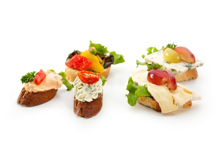 Cheese Canapes with Vegetables and Fruitsの写真素材