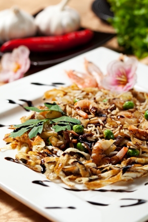 Fried Rice with Seafood and Mushroomsの写真素材