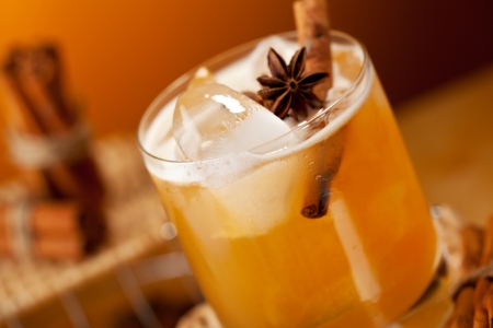 Cocktail with Rum, Apple Juice and Cinnamon Syrupの写真素材