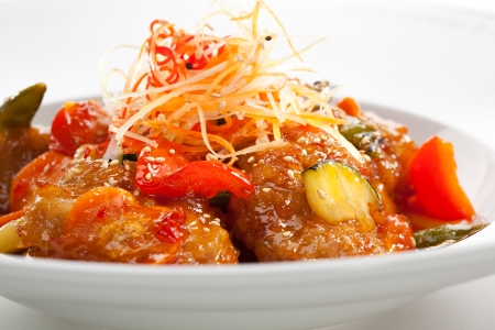 Sweet and Sour Pork with Vegetablesの写真素材