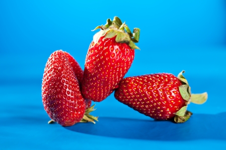 Strawberries over Blueの写真素材