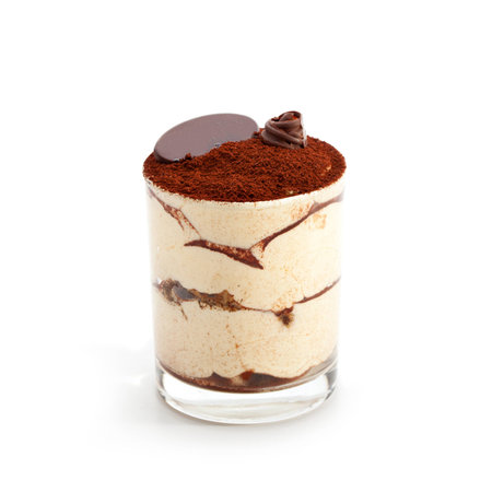 Tiramisu Dessert with Cinnamon and Coffee. Garnished with Chocolateの写真素材