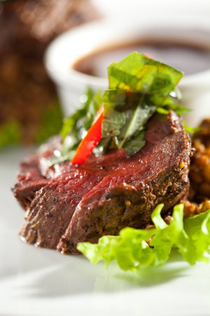 English Roast Beef with Basil and Lentilの写真素材