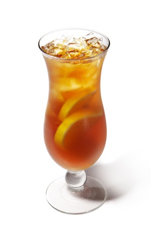 Long Island Iced Tea with Lemon  Isolated on White Backgroundの写真素材