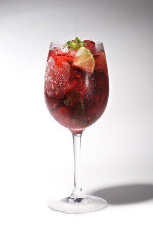 Raspberry Cocktail with Lime and Mintの写真素材