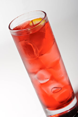 Red Cocktail with Grenadine Syrup, Soda and Campariの写真素材