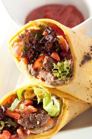 Burrito with Meat and Vegetablesの写真素材