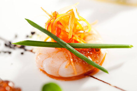 Seafood Canapes - Shrimp with Carrots and Onionsの写真素材