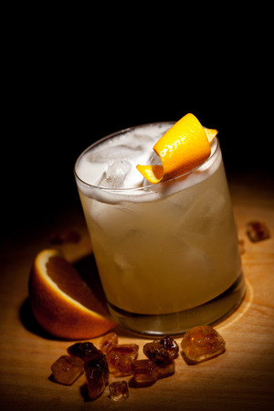 Whiskey Sour Cocktail - Bourbon with Lemon Juice, Sugar Syrup and Egg Whiteの写真素材