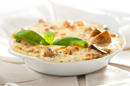 Baked Mushrooms with Cream Sauceの写真素材