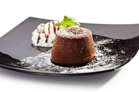Dessert - Chocolate Cake with Ice Creamの写真素材